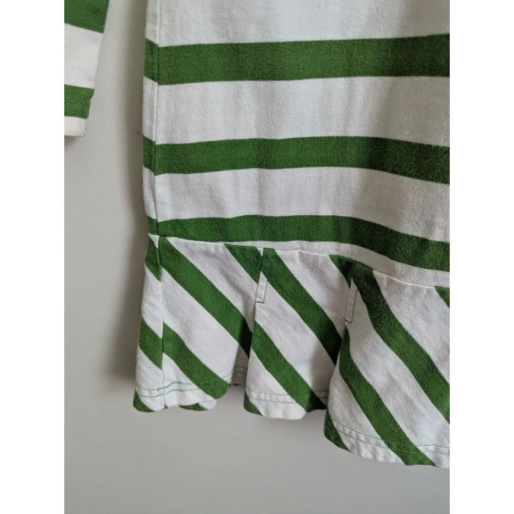 Y2K Gymboree Girls 6 Green Stripe Dress Scooter Rugby Prep School Apple Applique
